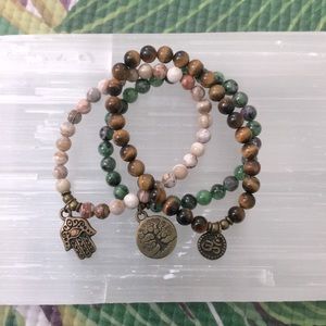 Set of 3 Yoga Gemstone Bracelets